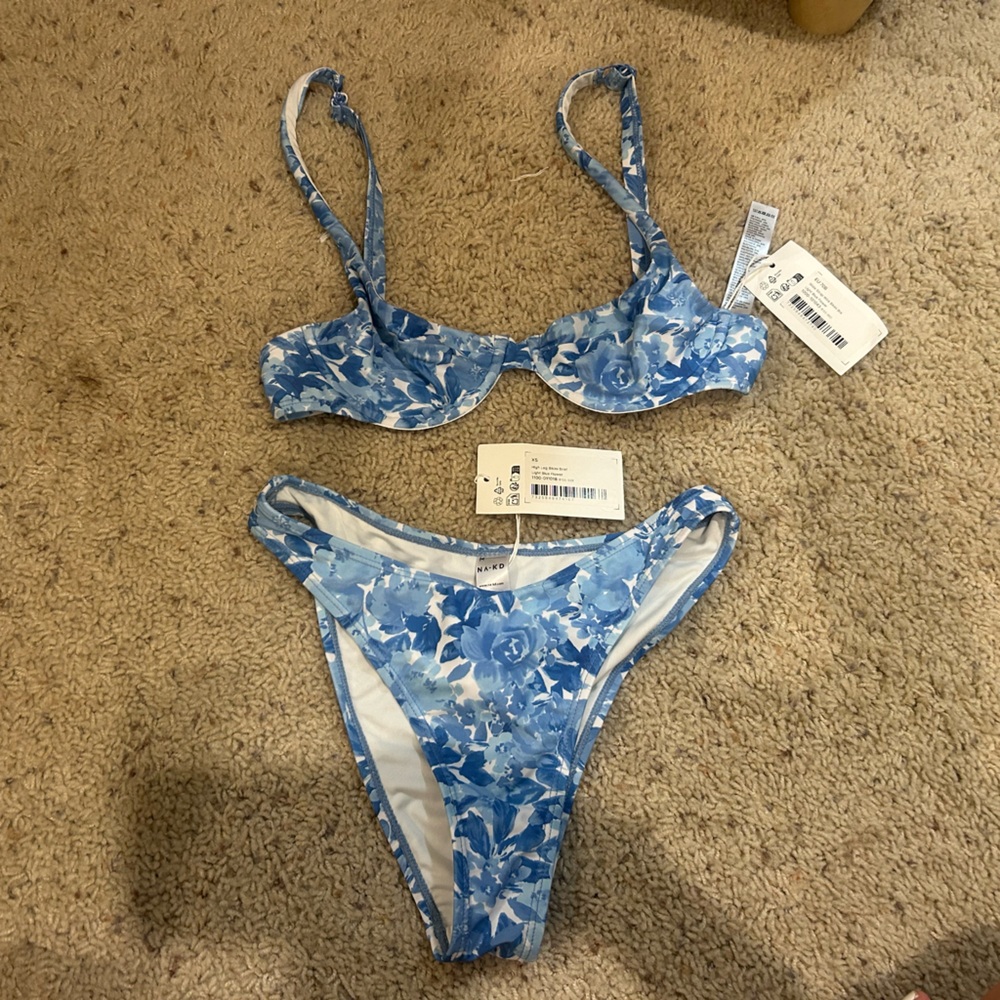 NAKD Blue Floral Bikini Set